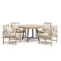 Greemotion 5pc Lyon 3-in-1 Outdoor Convertible Patio Dining Set with Arm Chairs Brown: Modern Aluminum & Teak Table, UV-Resistant