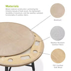 Greemotion Ensemble de 5 pièces de salle à manger/salon de jardin convertible 3-en-1 Lyon avec fauteuils, marron : table moderne en aluminium et teck, résistant aux UV