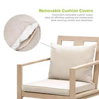 Greemotion Ensemble de 5 pièces de salle à manger/salon de jardin convertible 3-en-1 Lyon avec fauteuils, marron : table moderne en aluminium et teck, résistant aux UV