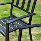 Set da pranzo da esterno 5 pezzi con sedie impilabili e tavolo rotondo in metallo - Nero - Captiva Designs: Set da patio resistente alle intemperie