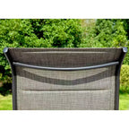 Ensemble de salle à manger d'extérieur 7 pièces avec chaises rembourrées en textilène et table rectangulaire en métal avec trou pour parasol - Captiva Designs