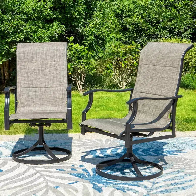 Ensemble de salle à manger d'extérieur 7 pièces avec chaises rembourrées en textilène et table rectangulaire en métal avec trou pour parasol - Captiva Designs