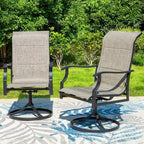 Ensemble de salle à manger d'extérieur 7 pièces avec chaises rembourrées en textilène et table rectangulaire en métal avec trou pour parasol - Captiva Designs