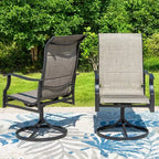 Ensemble de salle à manger d'extérieur 7 pièces avec chaises rembourrées en textilène et table rectangulaire en métal avec trou pour parasol - Captiva Designs