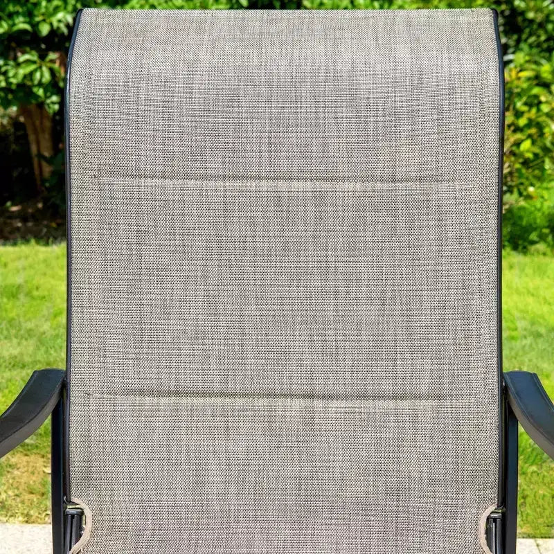 Ensemble de salle à manger d'extérieur 7 pièces avec chaises rembourrées en textilène et table rectangulaire en métal avec trou pour parasol - Captiva Designs