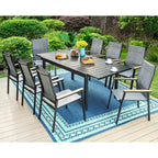 9pc Patio Set with Steel Expandable Table & Stackable Sling Chairs - Captiva Designs: Outdoor Dining, Weather-Resistant
