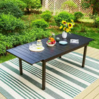 Set da patio da 9 pezzi con tavolo allungabile in acciaio e sedie a fionda impilabili - Captiva Designs: Sala da pranzo all'aperto, resistente alle intemperie