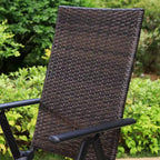 Set da pranzo da esterno 7 pezzi con sedie in vimini regolabili e tavolo in acciaio - Captiva Designs: include foro per ombrellone