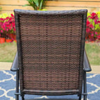 Set da pranzo da esterno 7 pezzi con sedie in vimini regolabili e tavolo in acciaio - Captiva Designs: include foro per ombrellone