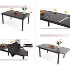 Set da pranzo da patio da 9 pezzi con tavolo in acciaio allungabile e poltrone imbottite - Captiva Designs: Set di mobili da esterno resistenti alle intemperie