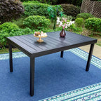 Set da pranzo da patio da 9 pezzi con tavolo in acciaio allungabile e poltrone imbottite - Captiva Designs: Set di mobili da esterno resistenti alle intemperie