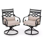 Ensemble de salle à manger extérieur 5 pièces avec chaises pivotantes, coussins d'assise et de dossier et table carrée en métal avec trou pour parasol - Captiva Designs