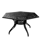 Ensemble de salle à manger 7 pièces pour patio : Table en aluminium résistante aux UV et chaises à damiers - Oakland Living