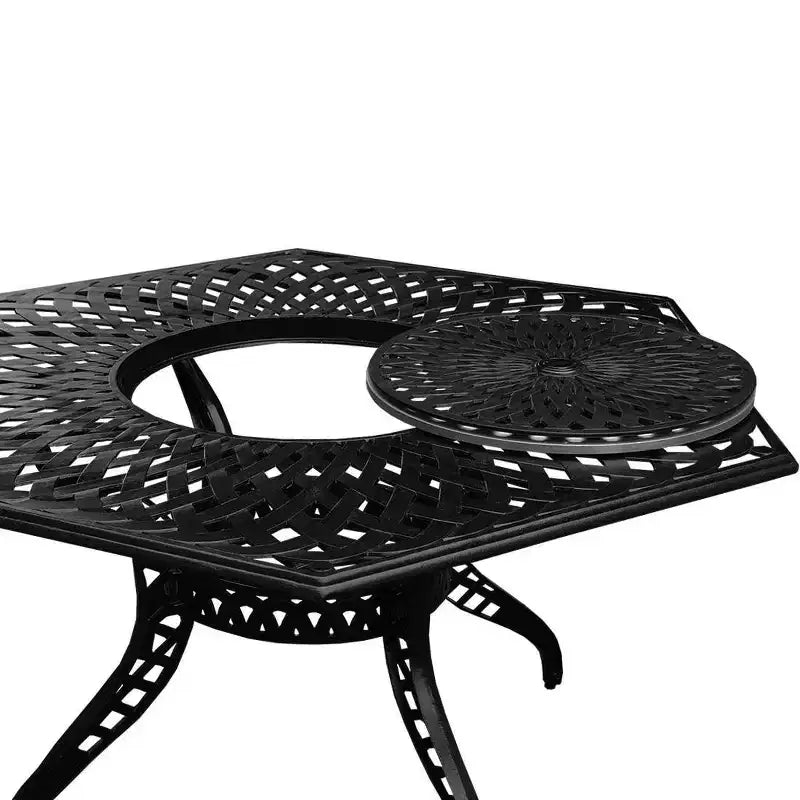 Ensemble de salle à manger 7 pièces pour patio : Table en aluminium résistante aux UV et chaises à damiers - Oakland Living