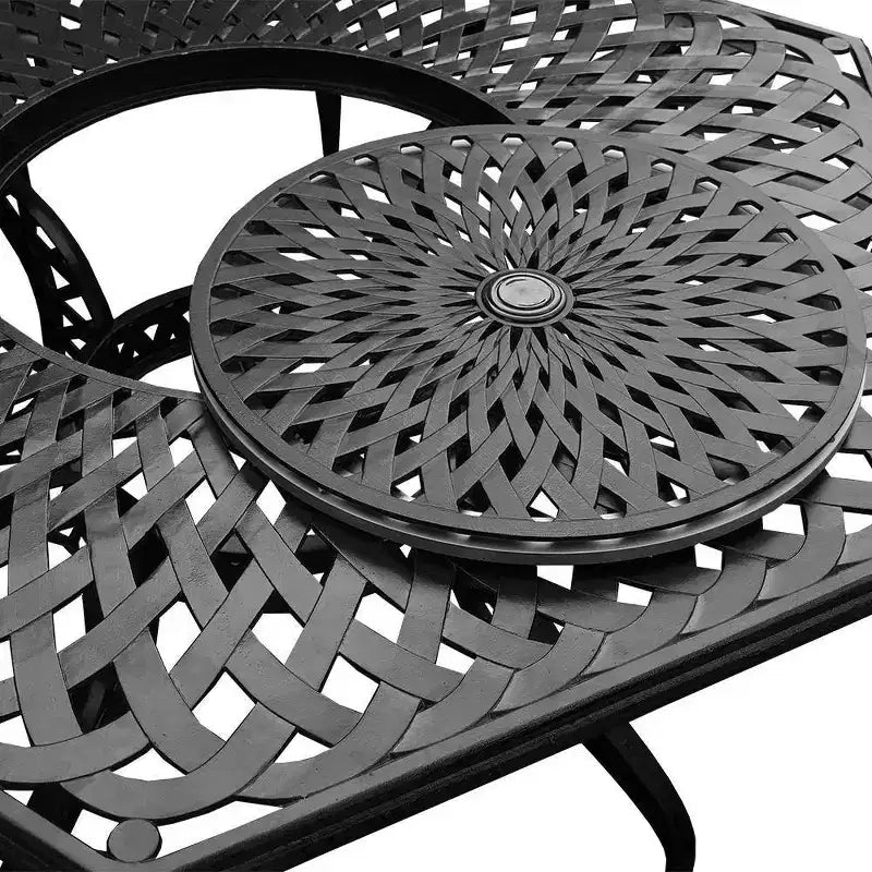 Ensemble de salle à manger 7 pièces pour patio : Table en aluminium résistante aux UV et chaises à damiers - Oakland Living