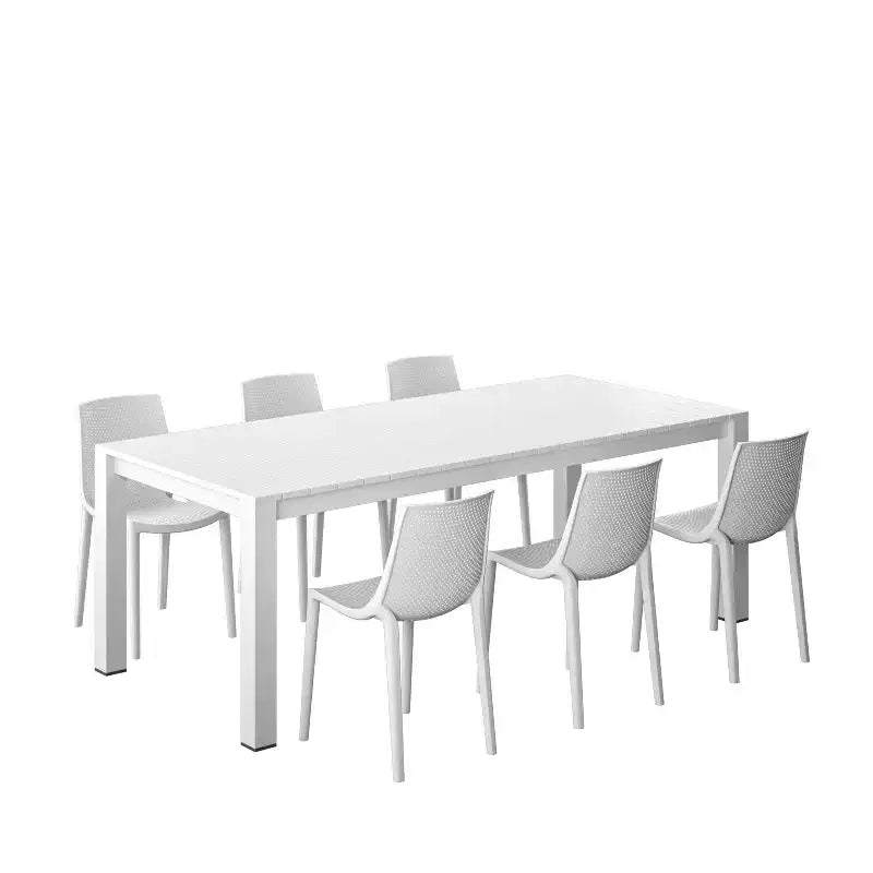 Amazonia Leblon 7pc Aluminum Rectangular Patio Dining Set White