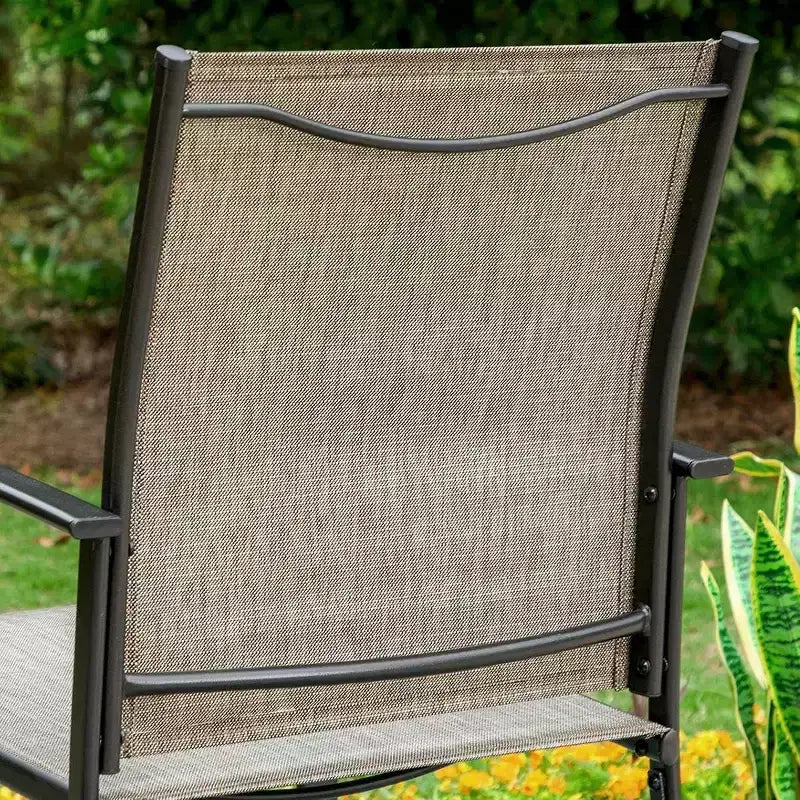 Set da pranzo per patio da 7 pezzi con tavolo in finto legno/acciaio con foro per ombrellone e sedie a sdraio - Captiva Designs