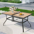 Set da pranzo per patio da 7 pezzi con tavolo in finto legno/acciaio con foro per ombrellone e sedie a sdraio - Captiva Designs