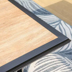 Set da pranzo per patio da 7 pezzi con tavolo in finto legno/acciaio con foro per ombrellone e sedie a sdraio - Captiva Designs