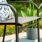 Set da pranzo da patio 5 pezzi con tavolo rotondo e sedie con braccioli in tessuto a rete - Captiva Designs: Resistente alle intemperie, struttura in acciaio