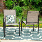 Set da pranzo da patio 5 pezzi con tavolo rotondo e sedie con braccioli in tessuto a rete - Captiva Designs: Resistente alle intemperie, struttura in acciaio