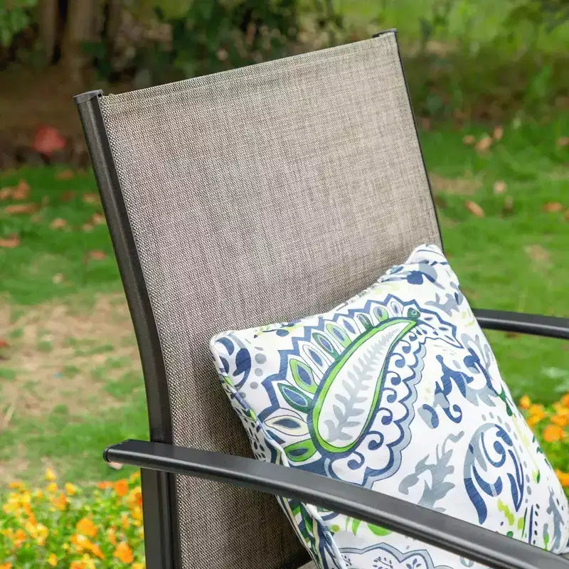 Set da pranzo da patio 5 pezzi con tavolo rotondo e sedie con braccioli in tessuto a rete - Captiva Designs: Resistente alle intemperie, struttura in acciaio