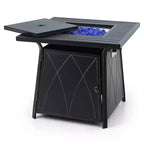 Set da pranzo da 5 pezzi per patio con tavolo quadrato da 28" con braciere a gas e sedie girevoli con braccioli - Captiva Designs: Posti a sedere per esterni, resistenti alla ruggine