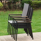Set da patio da 7 pezzi con tavolo in acciaio e sedie a fionda in alluminio - Captiva Designs: Mobili da pranzo per esterni