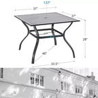 Set da pranzo da 5 pezzi per esterni con tavolo in acciaio con foro per ombrellone da 1,57" e sedie a braccioli imbottite - Captiva Designs