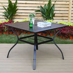 Set da pranzo da 5 pezzi per esterni con tavolo in acciaio con foro per ombrellone da 1,57" e sedie a braccioli imbottite - Captiva Designs