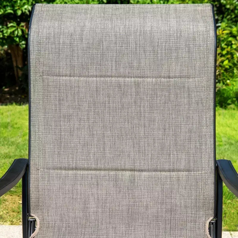 Ensemble de salle à manger d'extérieur 7 pièces avec table rectangulaire avec trou pour parasol de 4,8 cm et chaises en textilène rembourrées - Gris/Noir - Captiva Designs : Cadre en acier