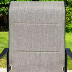 Ensemble de salle à manger d'extérieur 7 pièces avec table rectangulaire avec trou pour parasol de 4,8 cm et chaises en textilène rembourrées - Gris/Noir - Captiva Designs : Cadre en acier