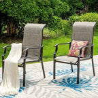 Ensemble de salle à manger d'extérieur 7 pièces avec table rectangulaire avec trou pour parasol de 4,8 cm et chaises en textilène rembourrées - Gris/Noir - Captiva Designs : Cadre en acier