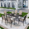7pc Patio Dining Set with Rectangle Table with 1.57" Umbrella Hole & Sling Arm Chairs - Captiva Designs