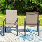 Set da pranzo da esterni 7 pezzi con tavolo rettangolare con foro per ombrellone da 1,57 pollici e sedie a braccioli in tessuto a rete - Captiva Designs