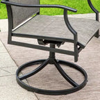 Set da pranzo da patio 7 pezzi con tavolo rettangolare con foro per ombrellone da 1,57 pollici e sedie imbottite girevoli a 360° con braccioli - Captiva Designs