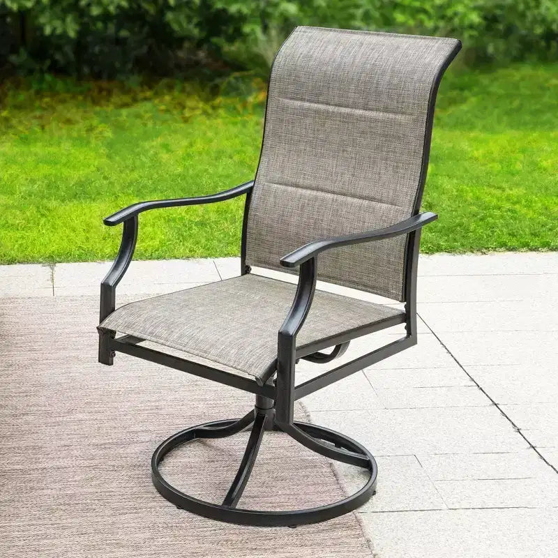 Set da pranzo da patio 7 pezzi con tavolo rettangolare con foro per ombrellone da 1,57 pollici e sedie imbottite girevoli a 360° con braccioli - Captiva Designs