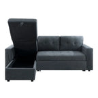 Divano componibile convertibile reversibile con letto estraibile, chaise longue con contenitore nascosto e gambe durevoli