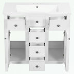 Mobile bagno con lavabo in ceramica, due ante e cinque cassetti