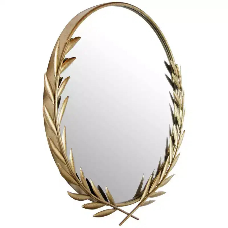 Miroir mural rond empereur grec de 21" doré - Infinity Instruments : Style antique, fixation en trou de serrure
