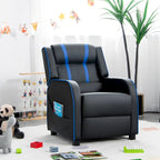 Poltrona Reclinabile Ergonomica Gymax per Bambini in Pelle con Poggiapiedi
