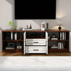 Mobile TV Moderno in Legno Bianco con Contenitore e Gestione Cavi