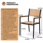 Crestlive Products - Set da pranzo per esterni 7 pezzi per 6 persone, tavolo rettangolare da patio con telaio in alluminio e piano effetto legno, con foro per ombrellone