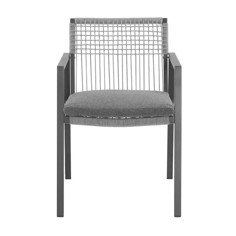 Ensemble de salle à manger d'extérieur moderne en aluminium Christopher Knight Home Bennett 7 pièces avec corde tressée, noir/gris