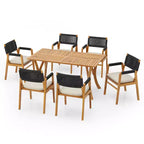 Christopher Knight Home Holomn 7 Pieces Rustic Patio Acacia Dining Set with Cushions