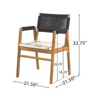 Christopher Knight Home Adeline Set da Pranzo da Esterno Rustico 7 Pezzi in Acacia con Imbottitura