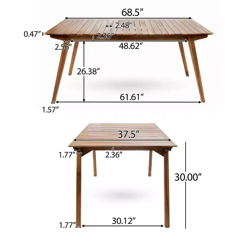 Christopher Knight Home Adeline Set da Pranzo da Esterno Rustico 7 Pezzi in Acacia con Imbottitura