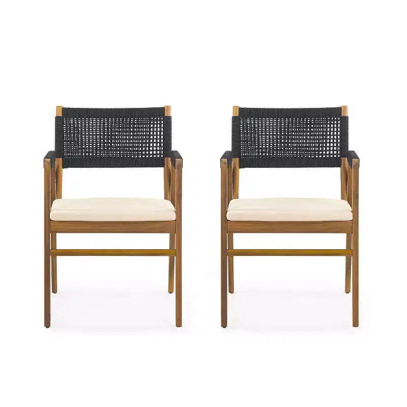 Christopher Knight Home Adeline Set da Pranzo da Esterno Rustico 7 Pezzi in Acacia con Imbottitura
