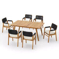 Christopher Knight Home Adeline Set da Pranzo da Esterno Rustico 7 Pezzi in Acacia con Imbottitura