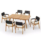 Christopher Knight Home Adeline Set da Pranzo da Esterno Rustico 7 Pezzi in Acacia con Imbottitura